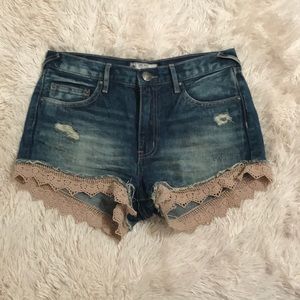 Free People denim & lace shorts